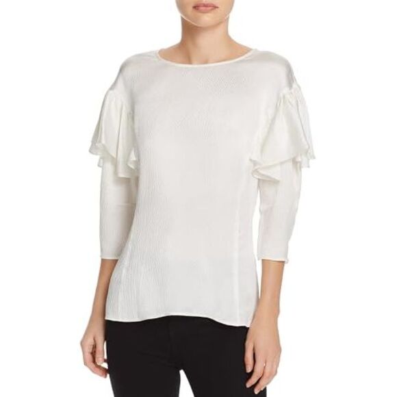 Rebecca Taylor Ruffled-Sleeve Silk Top